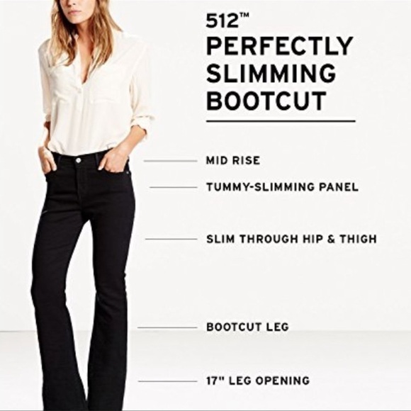 LEVI'S 512 Slimming Boot Mid Rise Jeans, Size 32 - Picture 2 of 10